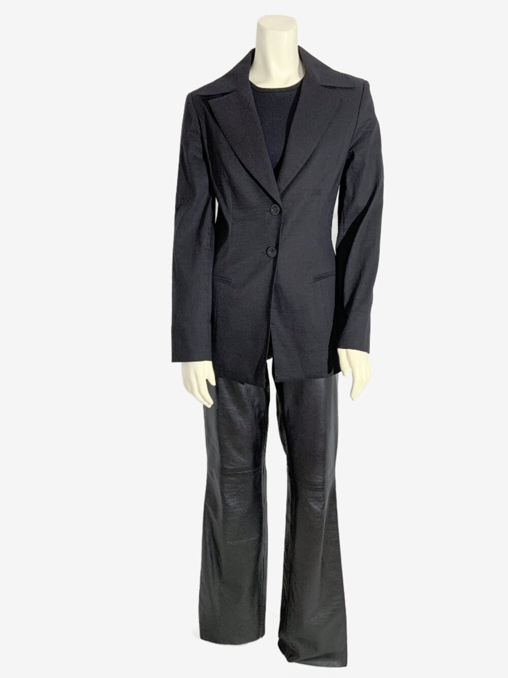 Vintage Late 90s Black Linen Blazer by Teen Flo  / Made in Canada / size Small